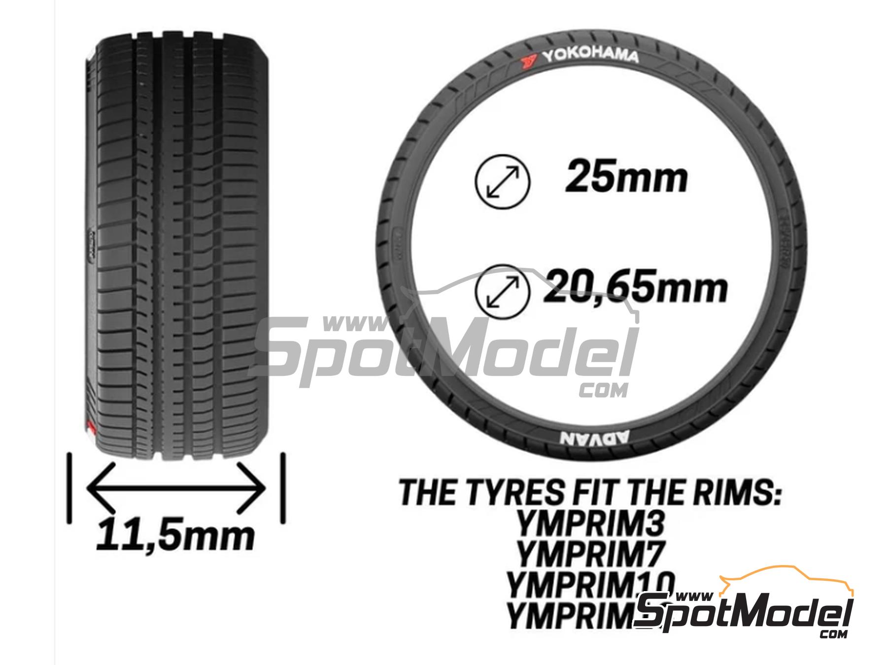 Image 1: Yokohama Advan Stretched 18 inches | Tyre set in 1/24 scale manufactured by Yamamoto Model Parts (ref.&nbsp;YMPRIM23)