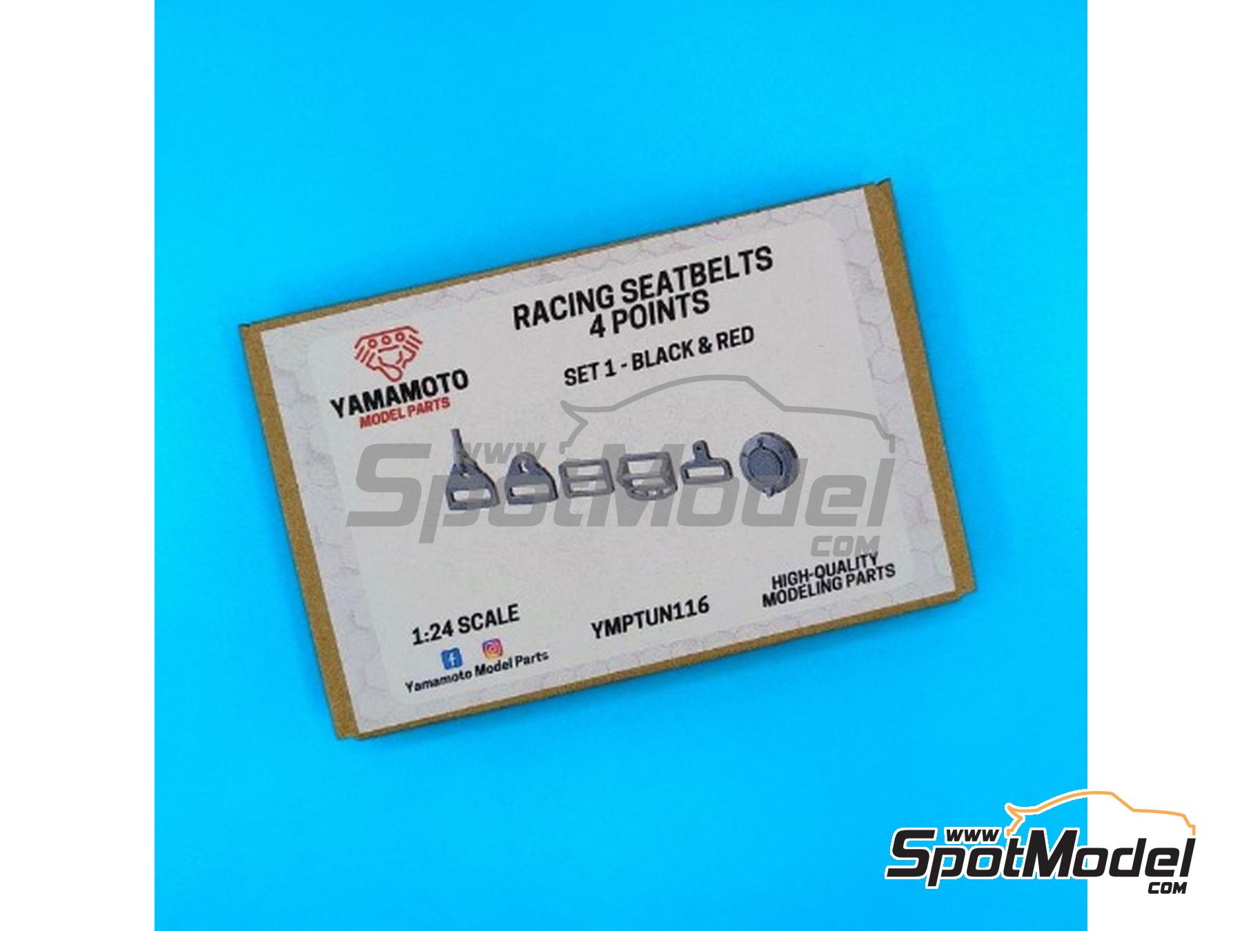 Image 6: Racing Seatbelts 4 points Black & Red | Seatbelts in 1/24 scale manufactured by Yamamoto Model Parts (ref.&nbsp;YMPTUN116)