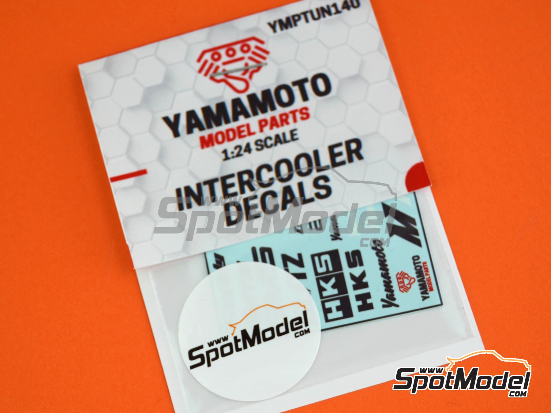 Image 3: Intercooler logos: HKS, GReddy, ETS, AMS, BLITZ, HKS, AMS, Yamamoto,... | Logotypes in 1/24 scale manufactured by Yamamoto Model Parts (ref.&nbsp;YMPTUN140)