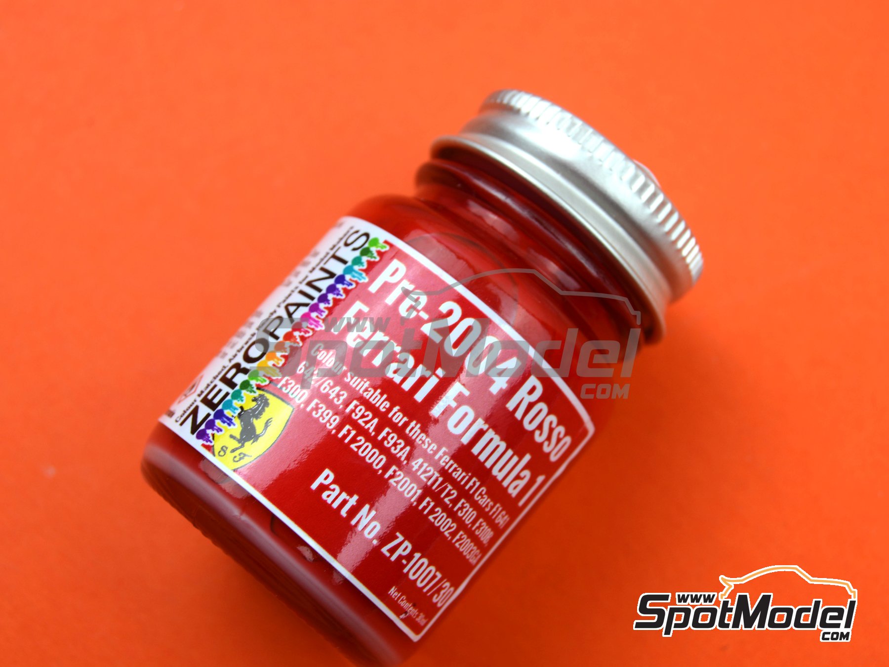 Image 2: Rojo Ferrari F1 pre-2004 - Ferrari Rosso Formula1 Pre-2004 - 1 x 30ml | Pintura para aer&oacute;grafo fabricado por Zero Paints (ref.&nbsp;ZP-1007-PRE2004-30, tambien ZP-1007-PRE2004/30)