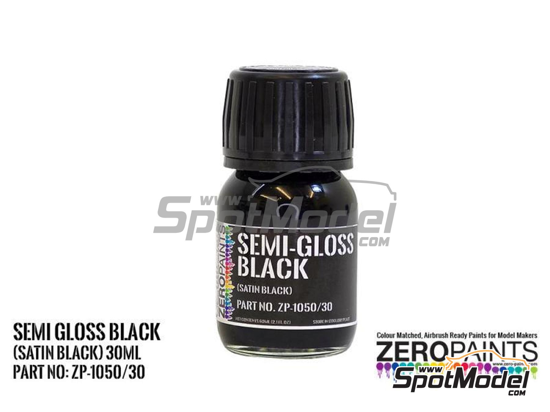 Image 1: Negro satinado - Semi Gloss Black - Similar a Tamiya TS-29 - 1 x 30ml | Pintura para aer&oacute;grafo fabricado por Zero Paints (ref.&nbsp;ZP-1050-30, tambien ZP-1050/30)