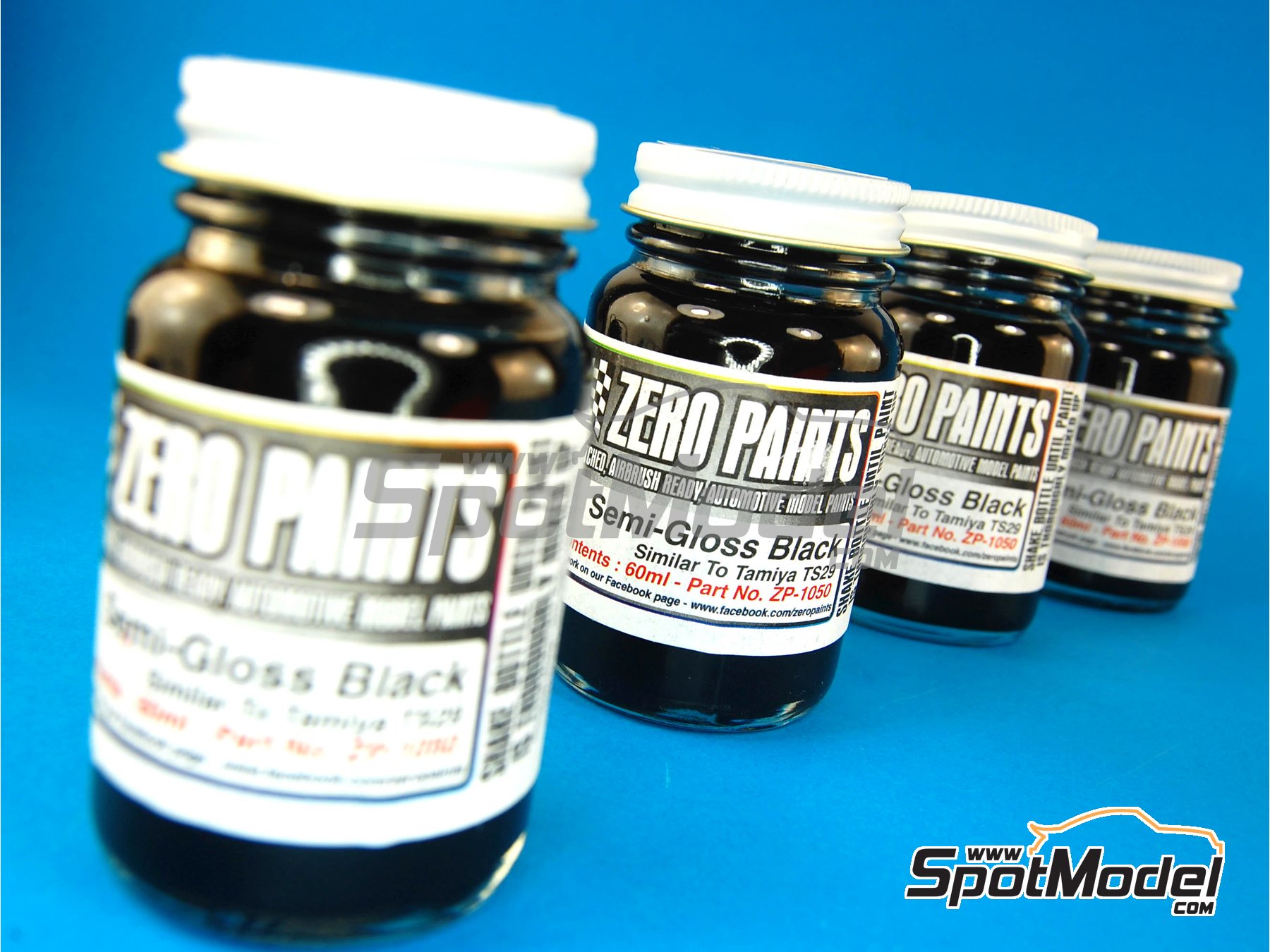 Image 1: Semi Gloss Black - Similar to Tamiya TS-29 - 1 x 60ml | Paint for airbrush manufactured by Zero Paints (ref.&nbsp;ZP-1050)