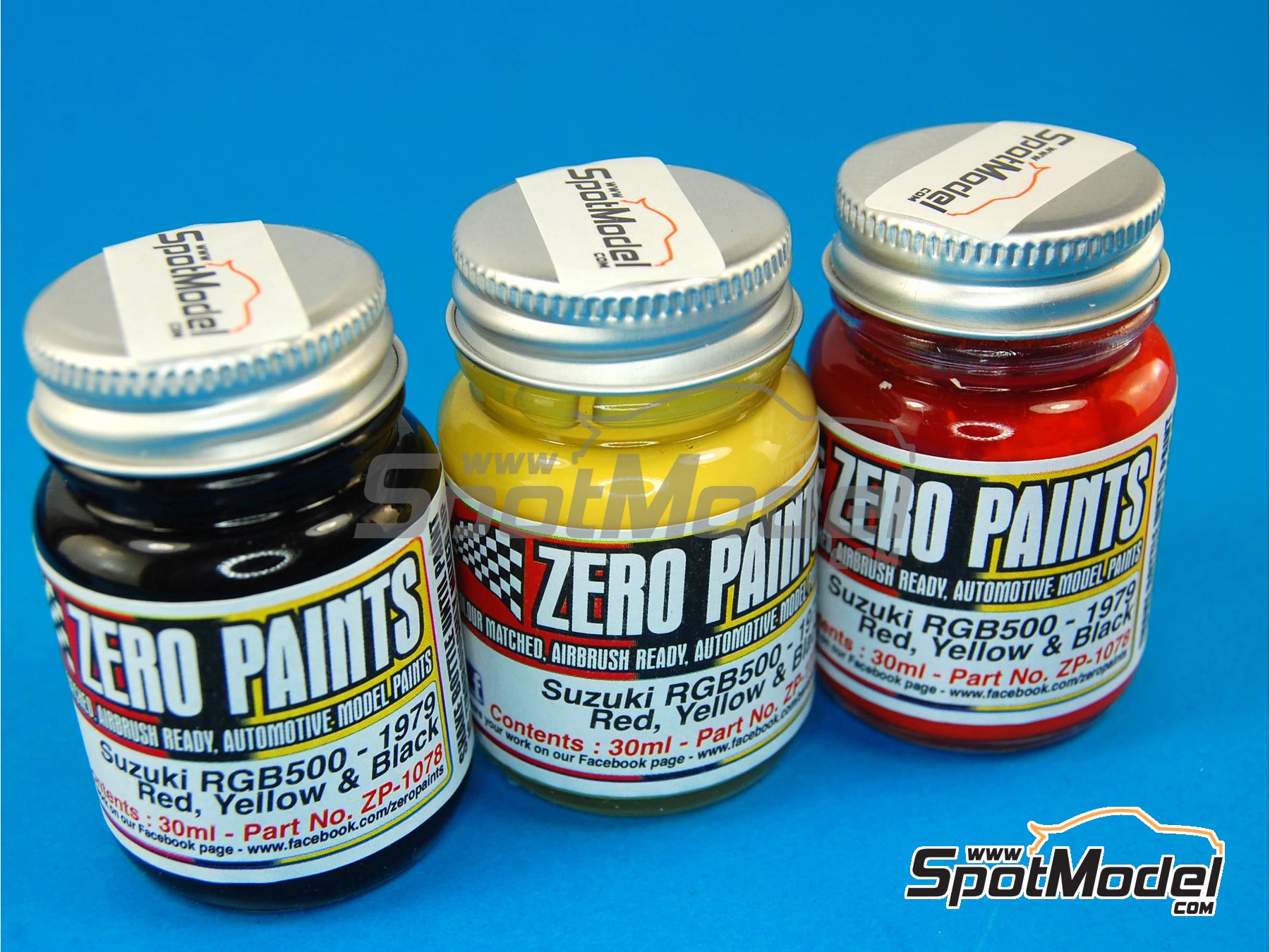 Image 1: Suzuki RGB500 1979 : Rojo + Amarillo + Negro - 3 x 30ml | Set de pinturas para aer&oacute;grafo fabricado por Zero Paints (ref.&nbsp;ZP-1078)