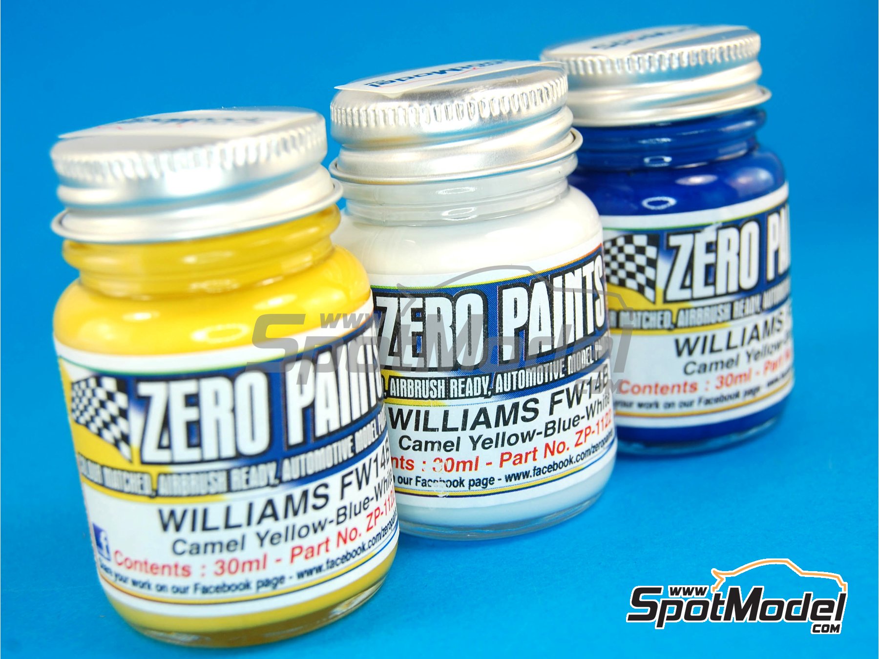 Image 1: Williams FW14B - Blue + white + yellow - 3 x 30ml | Paints set for airbrush manufactured by Zero Paints (ref.&nbsp;ZP-1122)