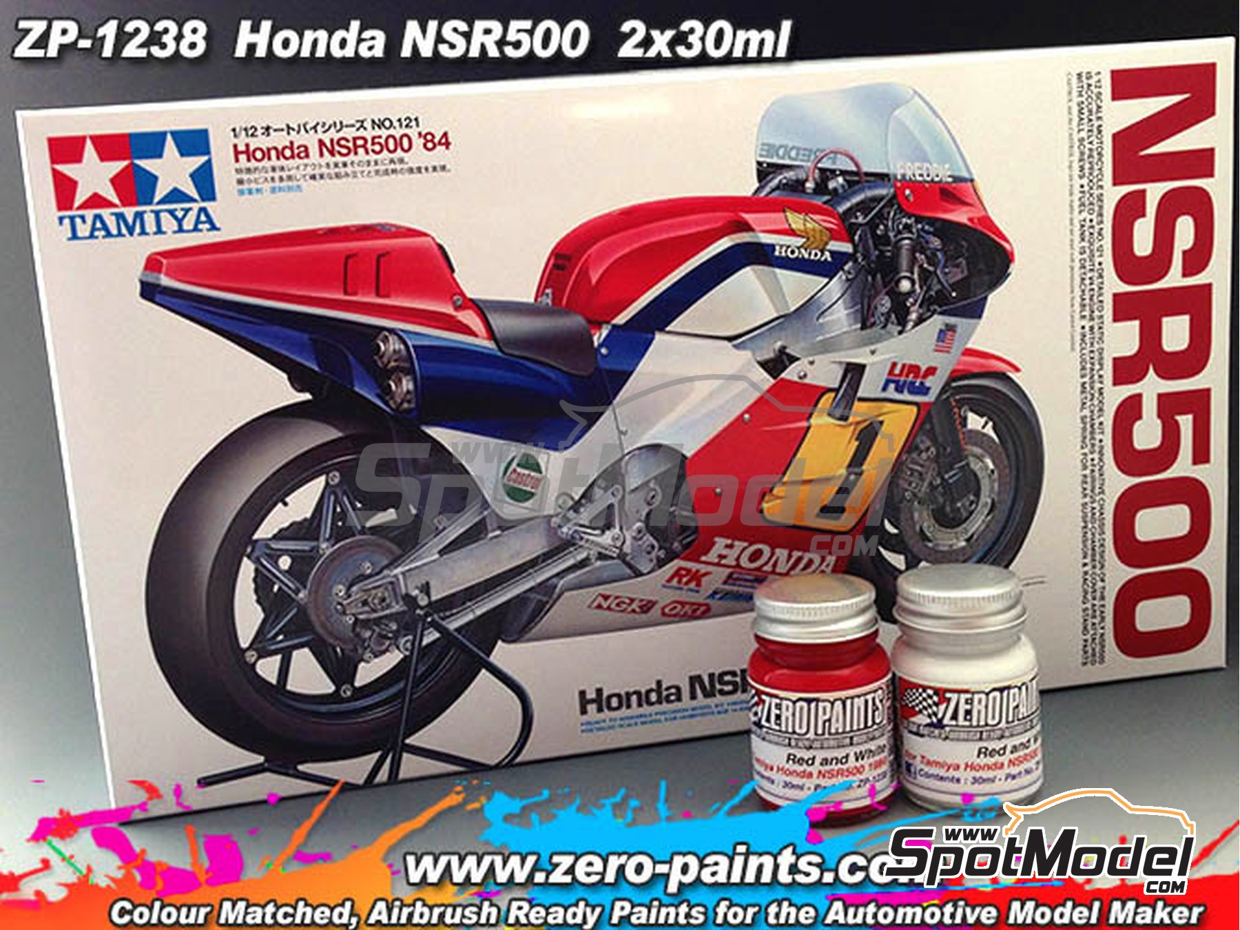 Image 2: Honda NSR500 1984 - Red + white - Rojo + blanco - 2 x 30ml | Set de pinturas para aer&oacute;grafo fabricado por Zero Paints (ref.&nbsp;ZP-1238)