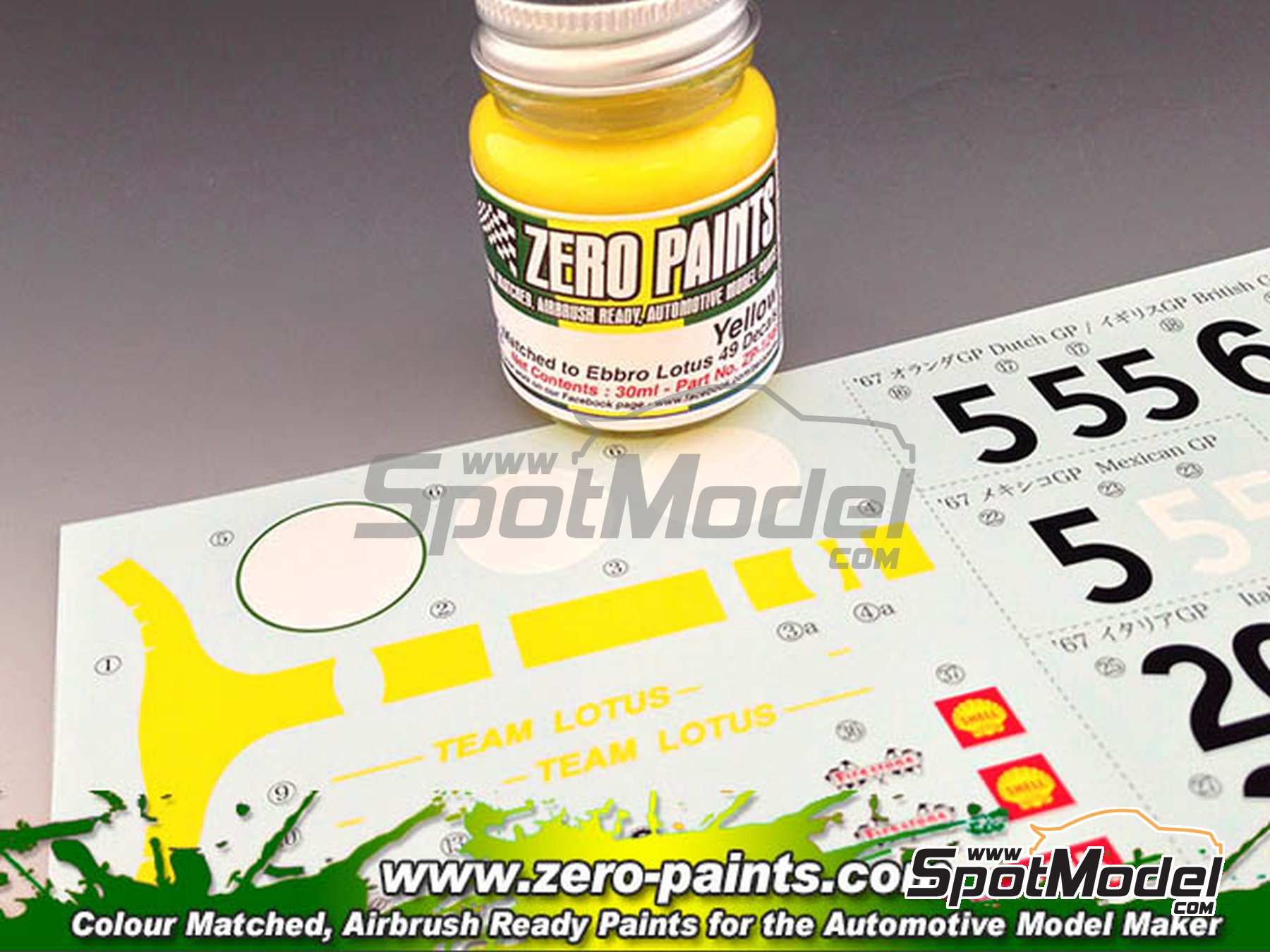 Image 2: Lotus 49 - Green + Yellow - 2 x 30ml | Paints set for airbrush manufactured by Zero Paints (ref.&nbsp;ZP-1249)