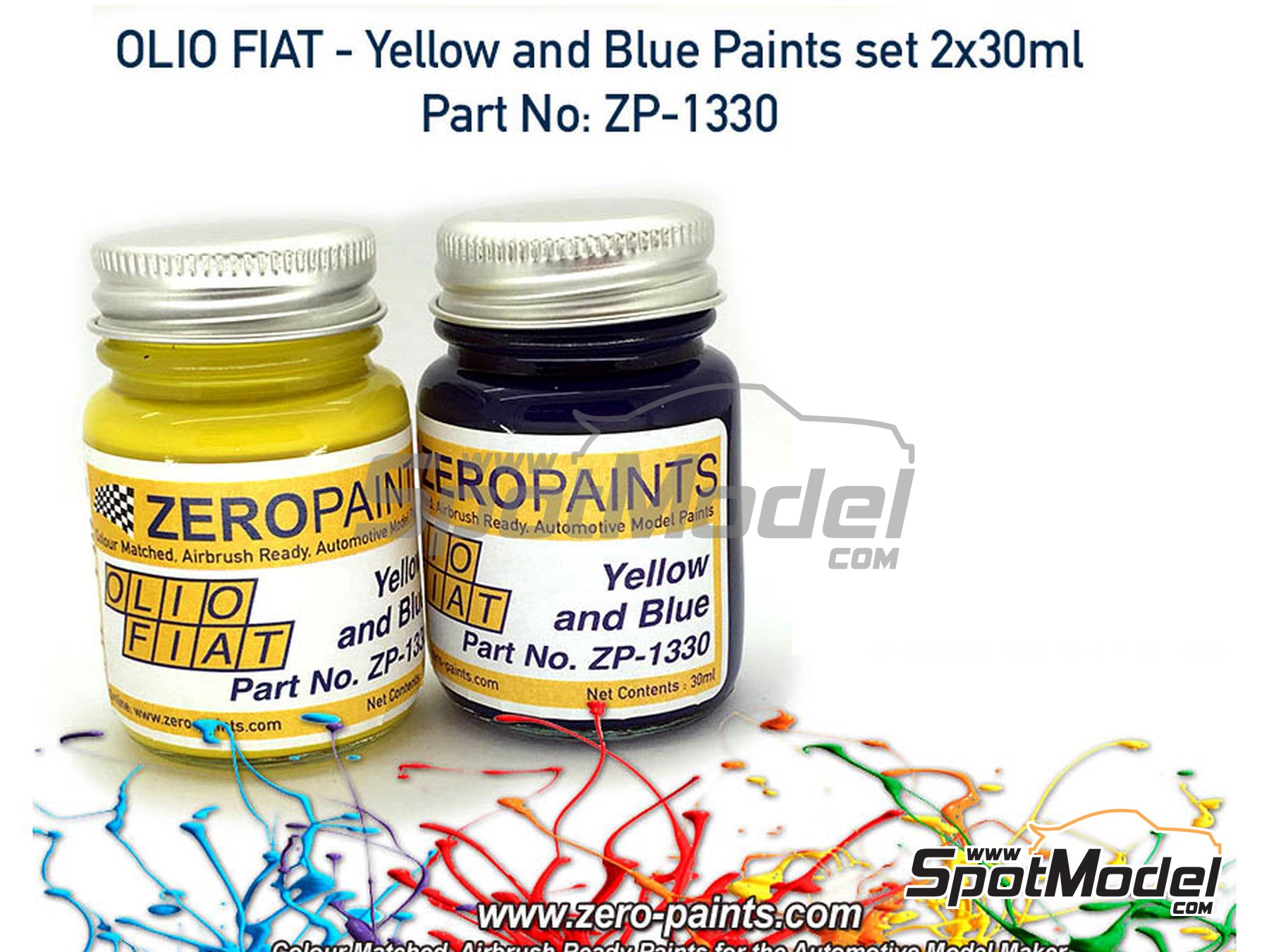Image 1: Olio Fiat - Yellow and blue - 2 x 30ml | Paints set for airbrush manufactured by Zero Paints (ref.&nbsp;ZP-1330)