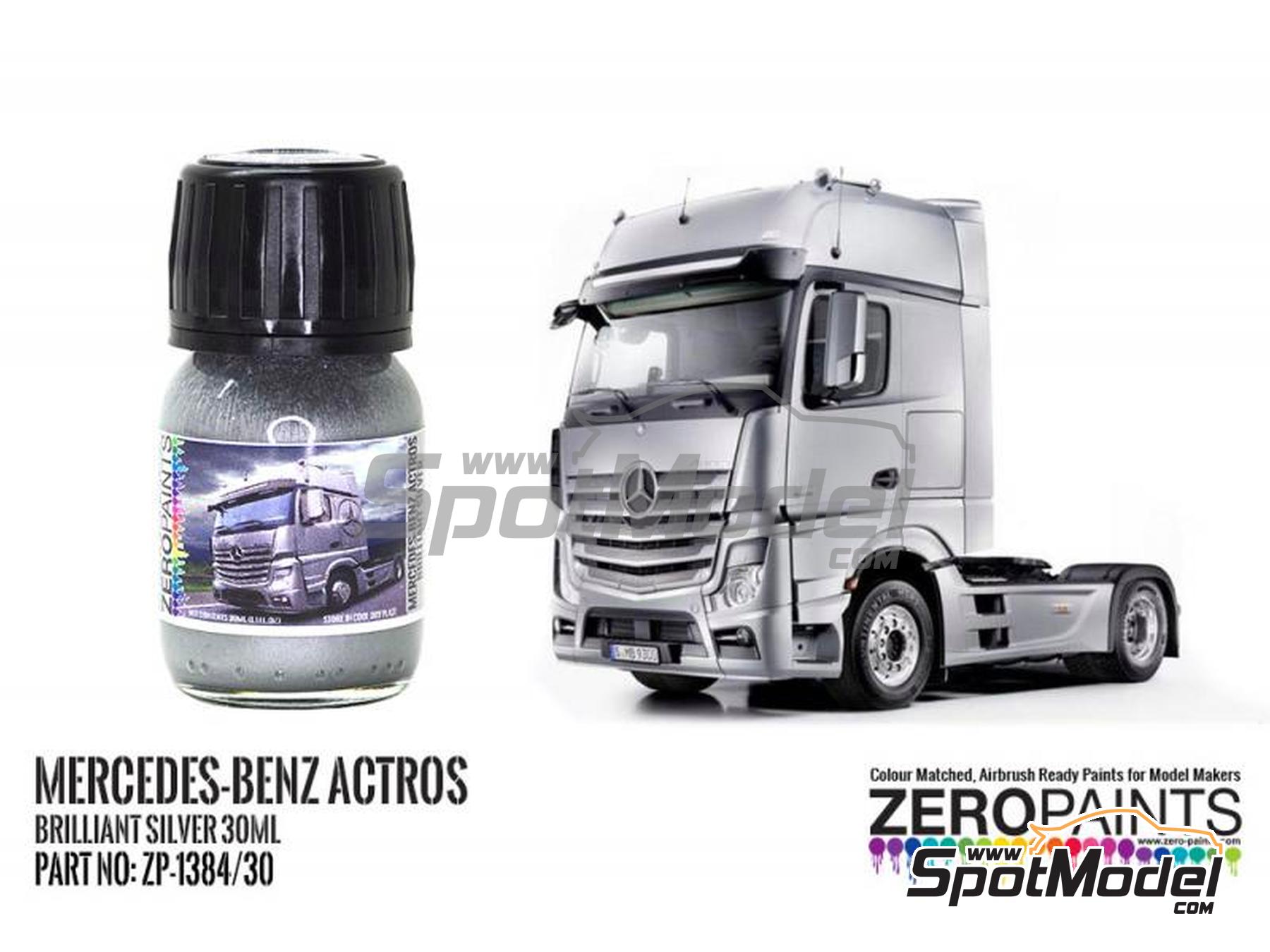 Image 1: Mercedes-Benz Actros Brilliant Silver Paint - 1 x 30ml | Paint for airbrush manufactured by Zero Paints (ref. ZP-1384-30, also ZP-1384/30)