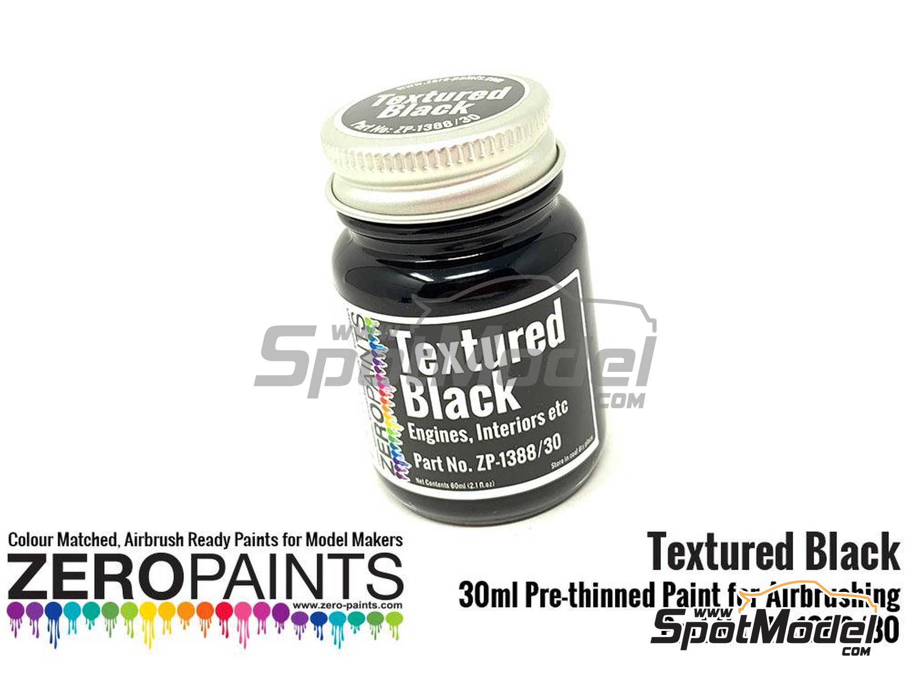 Image 1: Negro texturizado - 1 x 30ml | Pintura para aerógrafo fabricado por Zero Paints (ref. ZP-1388-30, tambien ZP-1388/30)