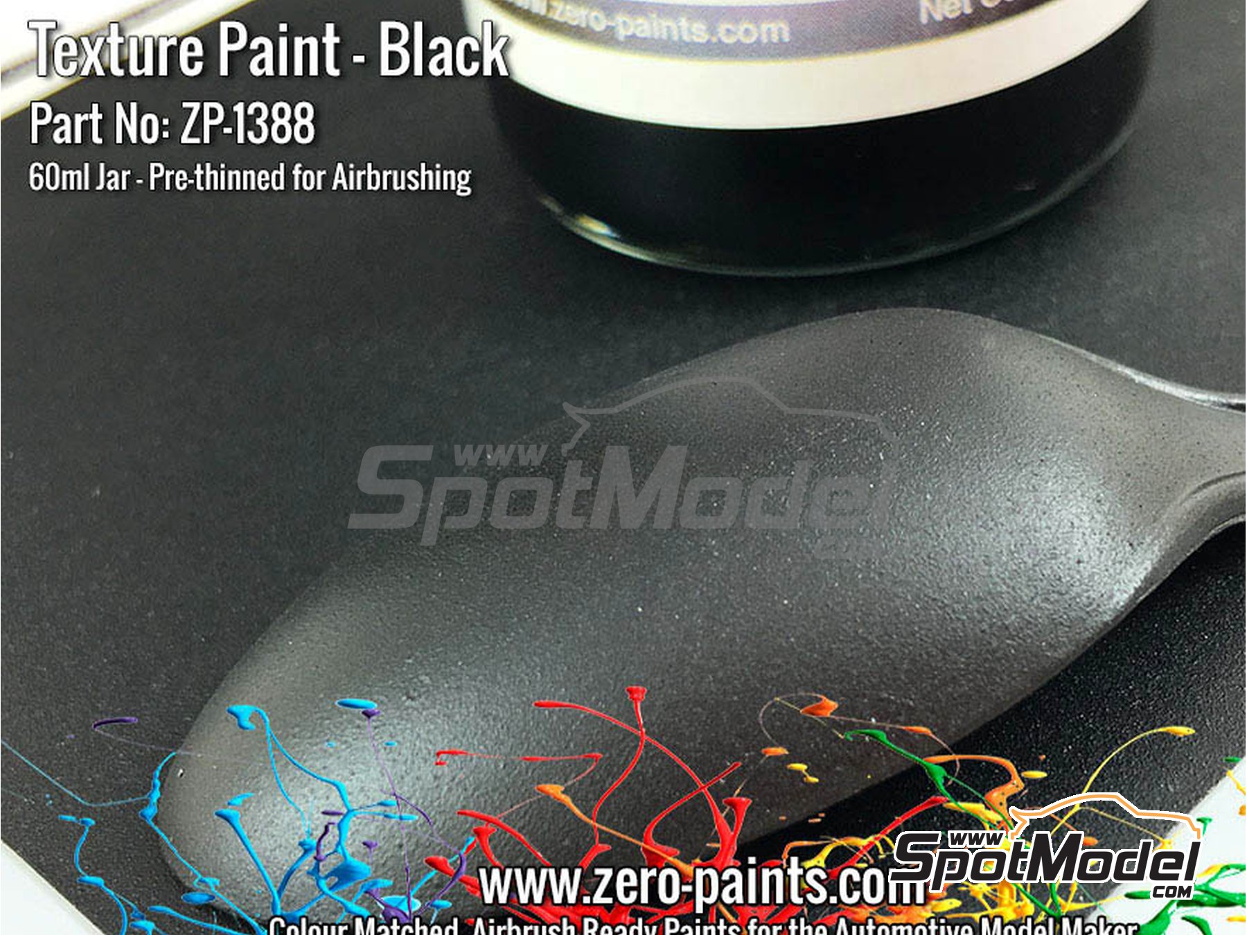Image 2: Black Textured - 1 x 60ml | Paint for airbrush manufactured by Zero Paints (ref.&nbsp;ZP-1388)
