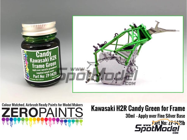 Image 1: Kawasaki Ninja H2R candy green for frame - 1 x 30ml | Paint for airbrush manufactured by Zero Paints (ref.&nbsp;ZP-1421b)