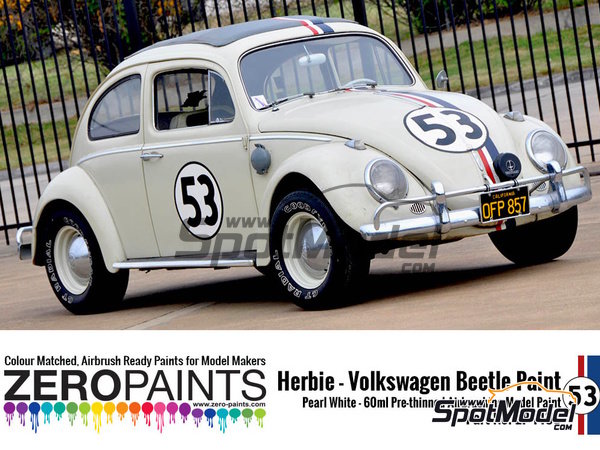 Image 2: Herbie #53 Volkswagen Beetle white - 1 x 60ml | Paint for airbrush manufactured by Zero Paints (ref.&nbsp;ZP-1439)