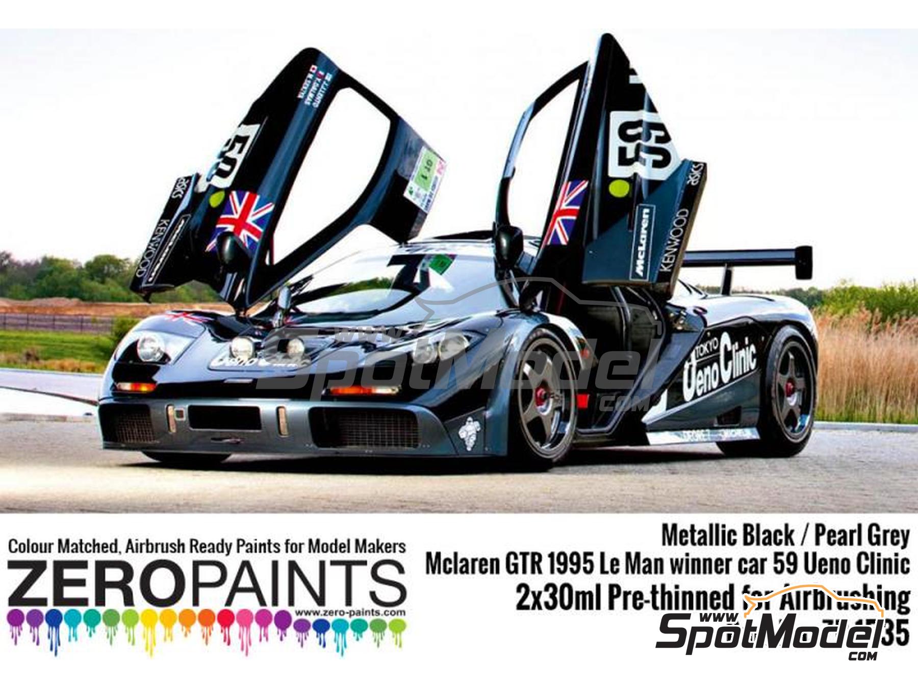 Image 1: Negro + Gris Perla - McLaren GTR 1995 Le Mans Winner - Metallic Black + Pearl Grey - 2 x 30ml | Set de pinturas para aer&oacute;grafo fabricado por Zero Paints (ref.&nbsp;ZP-1535)