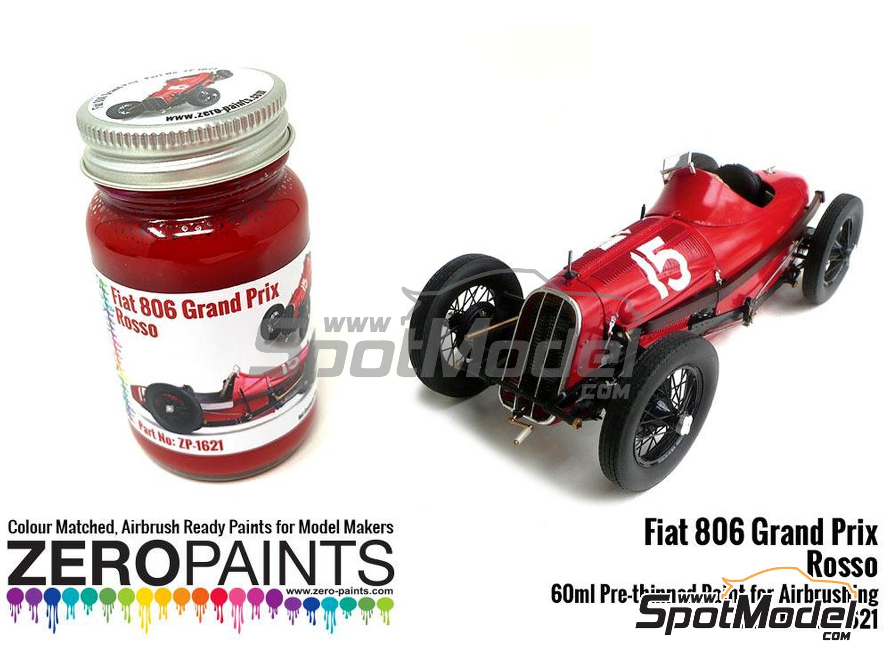 Zero Paints ZP-1621: Paint for airbrush Fiat 806 Grand Prix Rosso 1 x ...