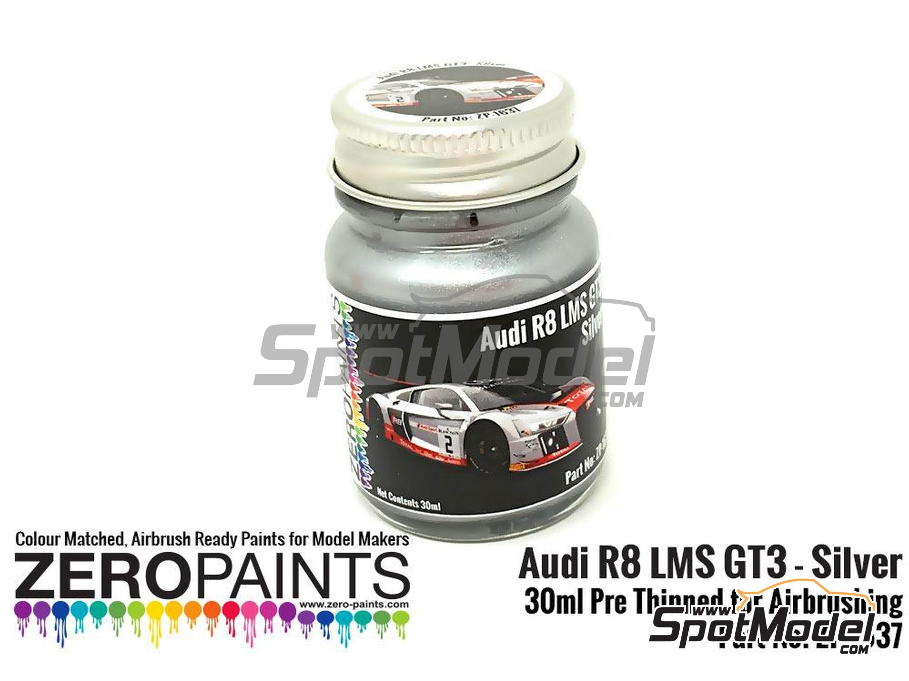 Image 3: Audi R8 LM GT3 Silver - 1 x 30ml | Paint for airbrush manufactured by Zero Paints (ref.&nbsp;ZP-1637)