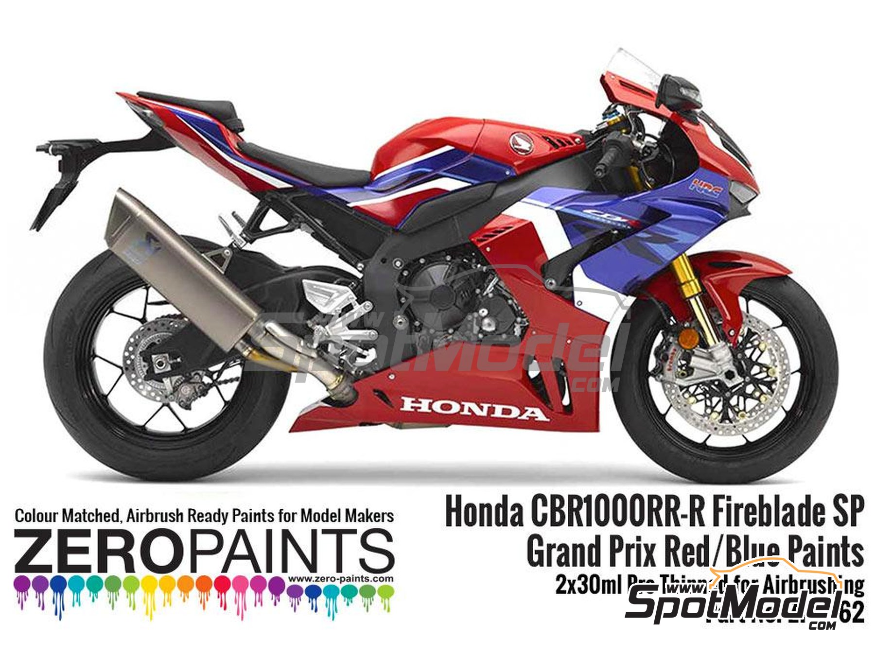 Image 1: Honda CBR1000RR-R Fireblade SP Red - Blue - 2 x 30ml | Paints set for airbrush manufactured by Zero Paints (ref.&nbsp;ZP-1662)
