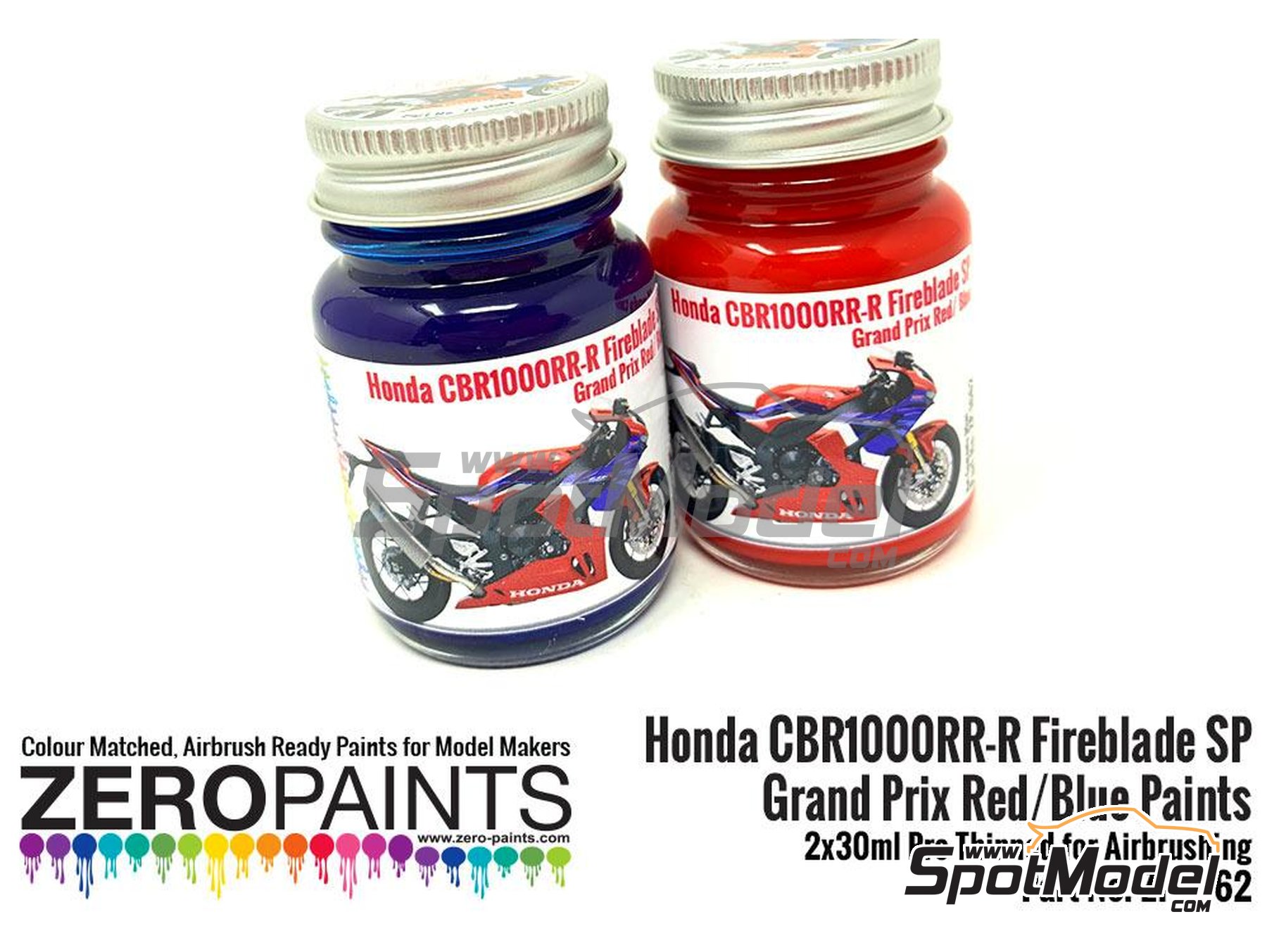 Image 3: Honda CBR1000RR-R Fireblade SP Red - Blue - 2 x 30ml | Paints set for airbrush manufactured by Zero Paints (ref.&nbsp;ZP-1662)