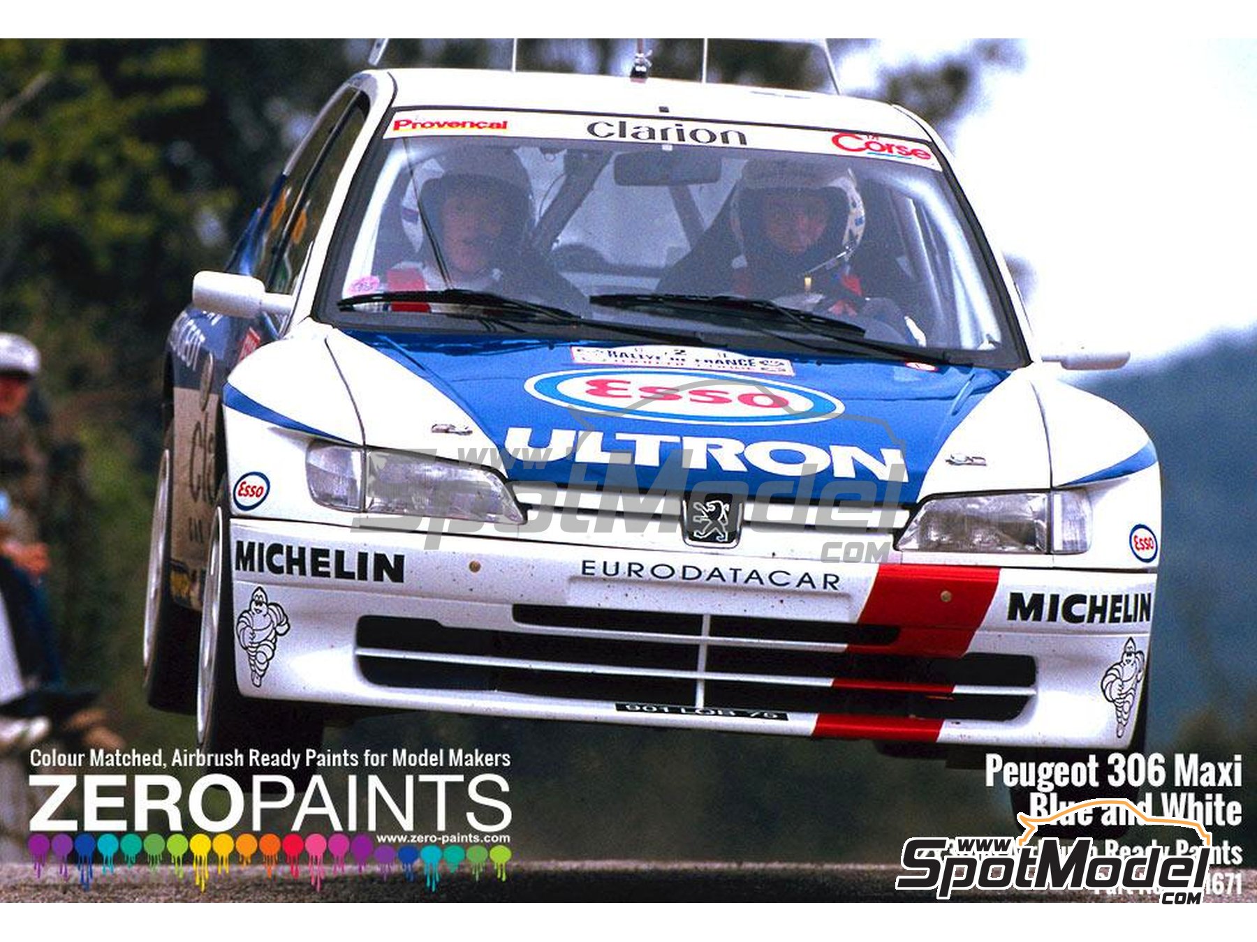Image 3: Peugeot 306 Maxi 1996 Rally Monte Carlo White - Blue - 2 x 30ml | Paints set for airbrush manufactured by Zero Paints (ref.&nbsp;ZP-1671)
