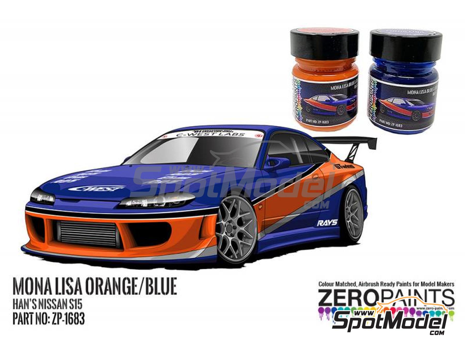 Image 1: Pearl Blue - Orange Nissan Silvia S15 Mona Lisa sponsored by Fast & Furious - 2 x 30ml | Paints set for airbrush manufactured by Zero Paints (ref.&nbsp;ZP-1683)