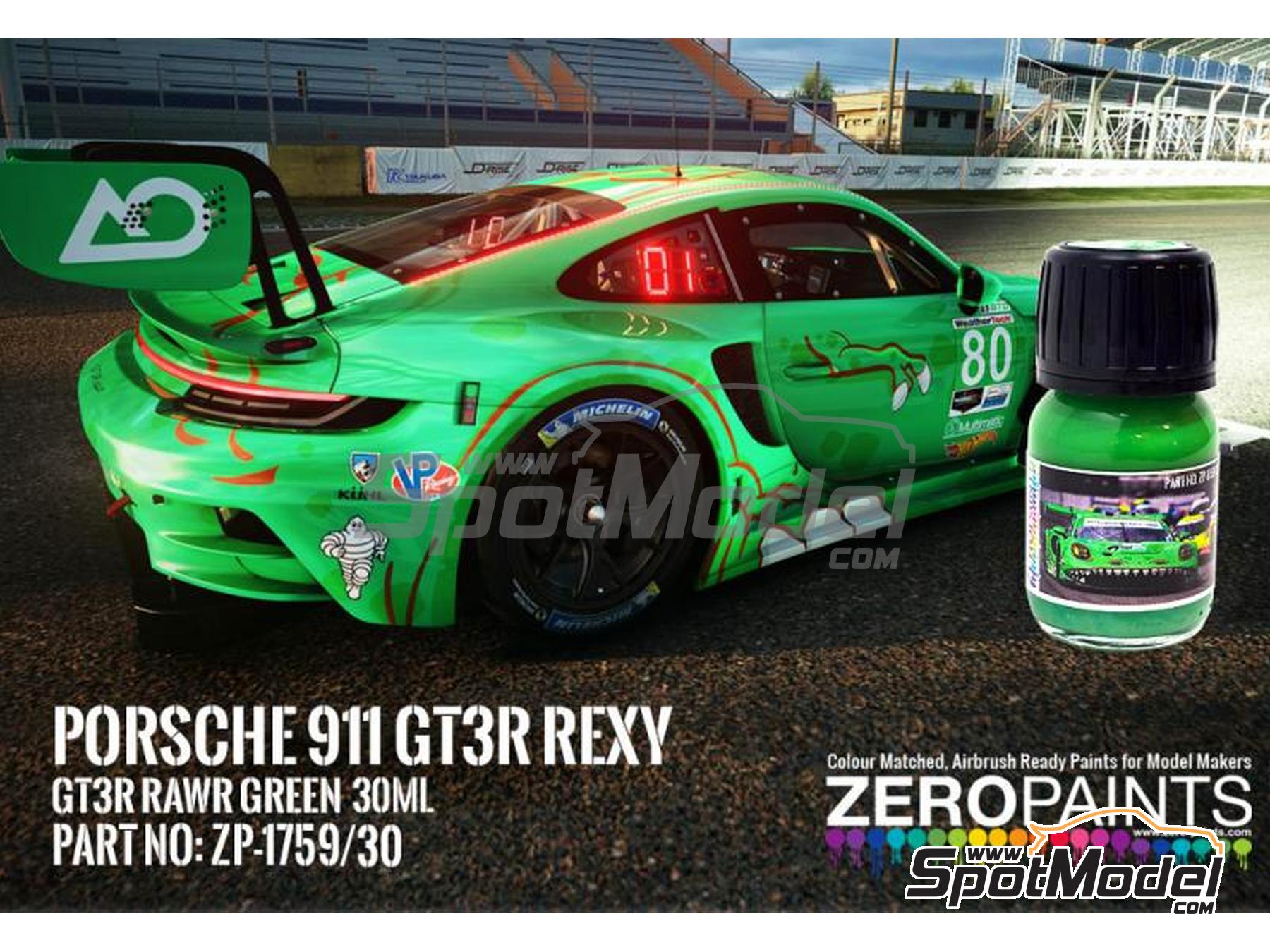 Image 1: Green Porsche 911 GT3R Rexy (GT3R Rawr) - 1 x 30ml | Paint for airbrush manufactured by Zero Paints (ref.&nbsp;ZP-1759-30, also ZP-1759/30)