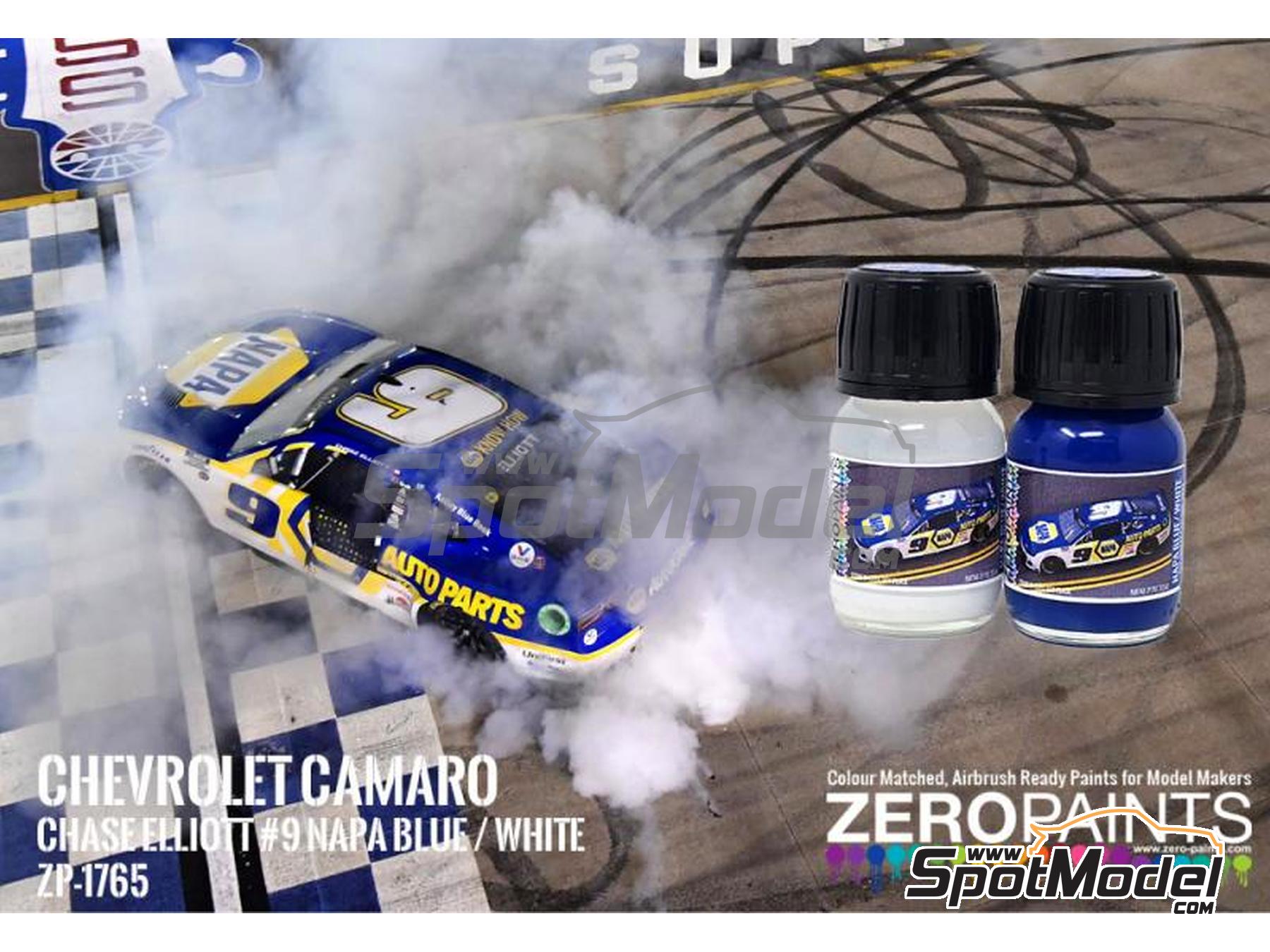 Image 1: Azul - Blanco Chevrolet Camaro Napa Blue - White -  2022 - 2 x 30ml | Set de pinturas para aerógrafo fabricado por Zero Paints (ref. ZP-1765)
