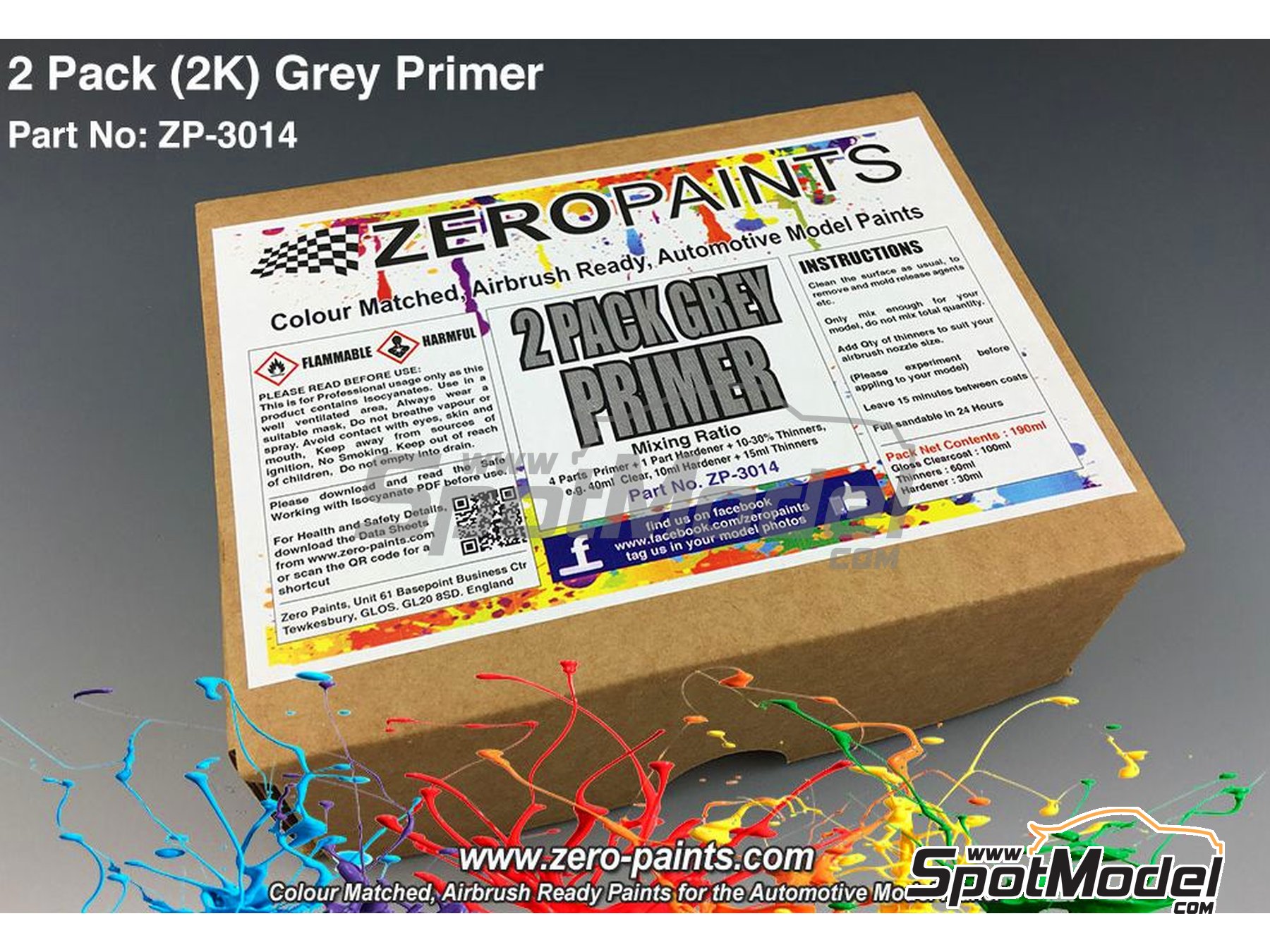 Zero Paints ZP-3014: Primer 2 Pack Grey Primer Set (2K) 1 x 30ml + 1 x ...
