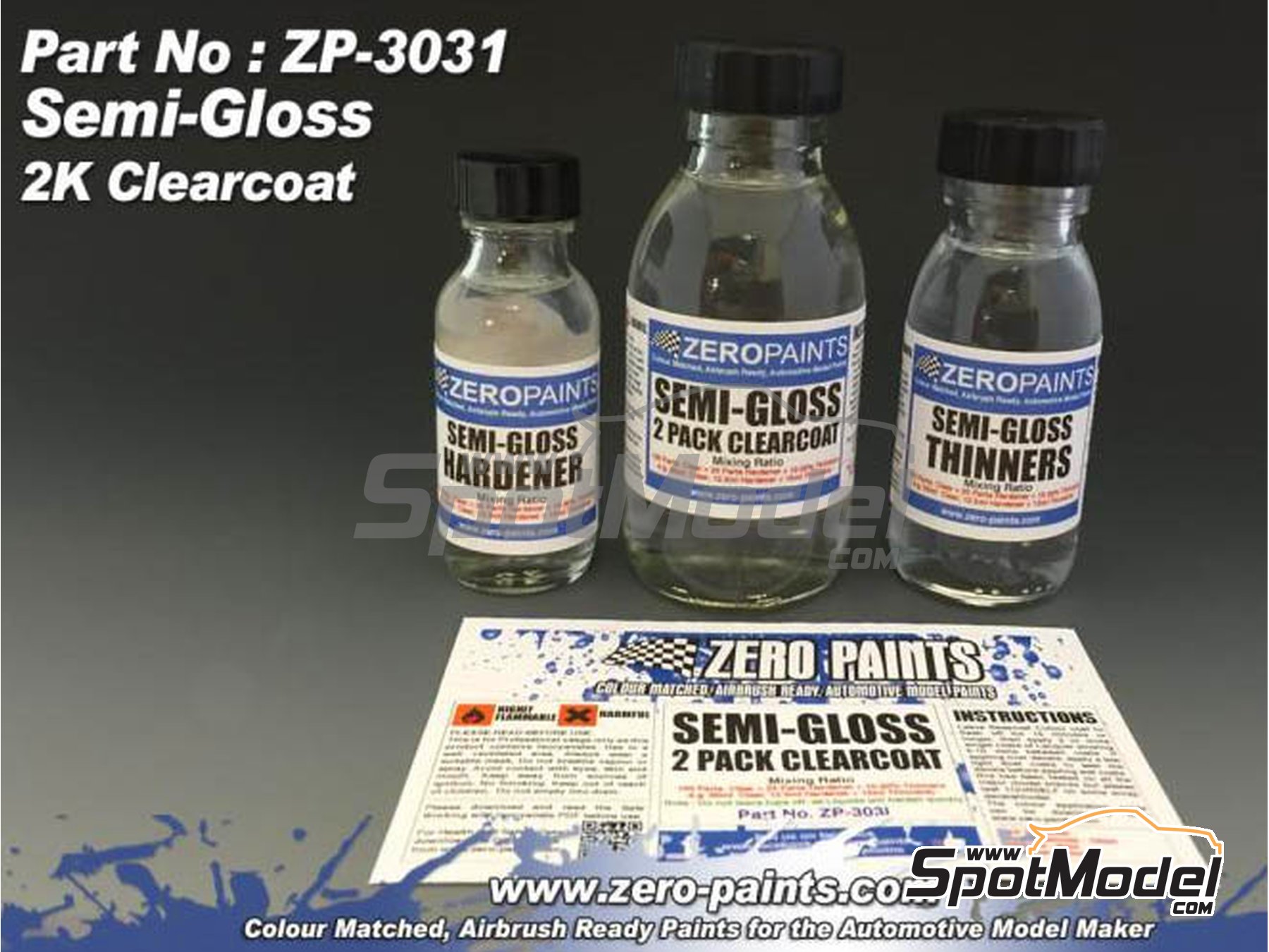Image 1: Barniz satinado bicomponente - 1 x 60ml | Barniz fabricado por Zero Paints (ref. ZP-3031)