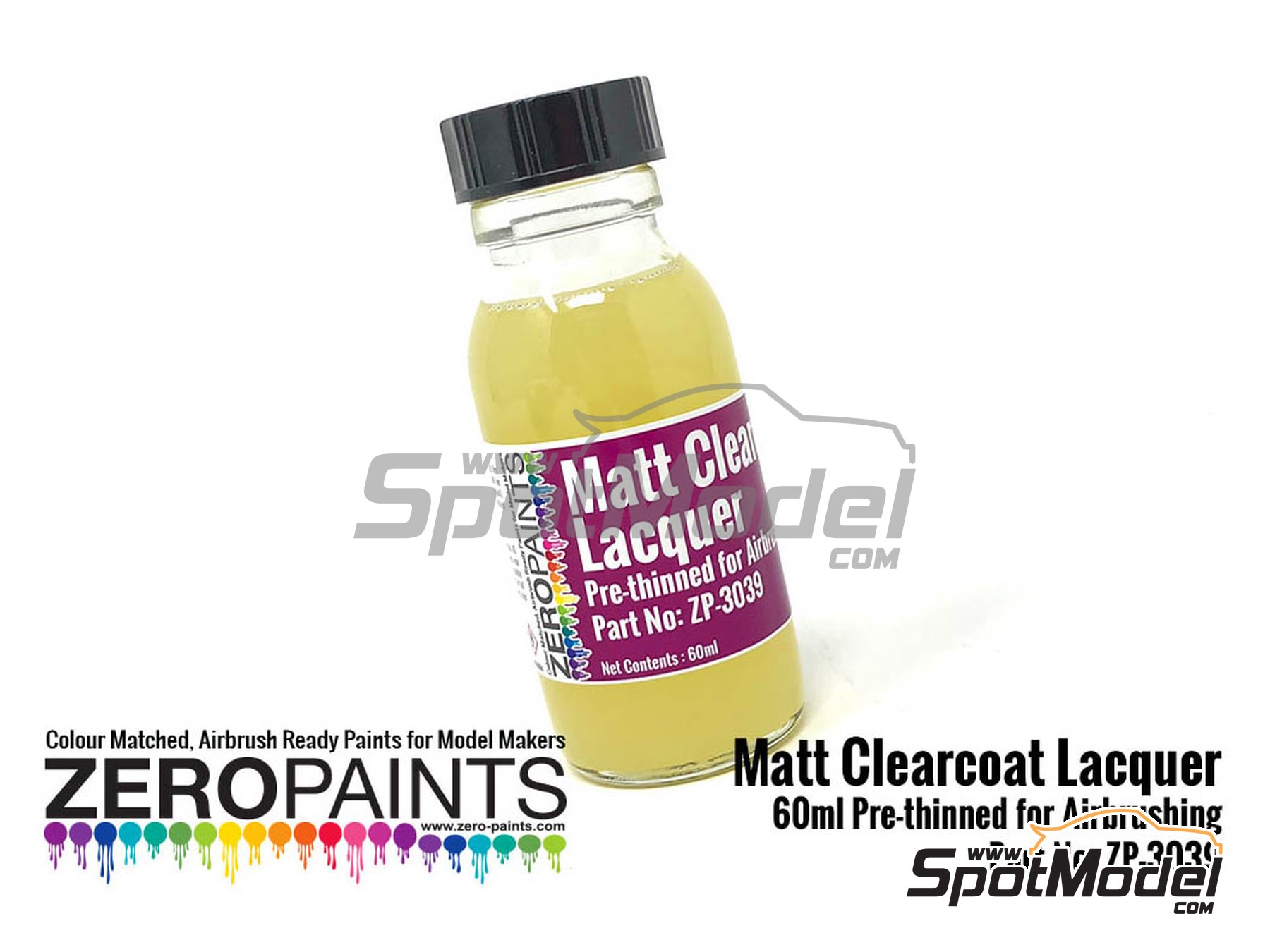 Image 1: Laca mate prediluida - Matt Clearcoat Lacquer Pre-Thinned - 1 x 60ml | Barniz fabricado por Zero Paints (ref.&nbsp;ZP-3039)