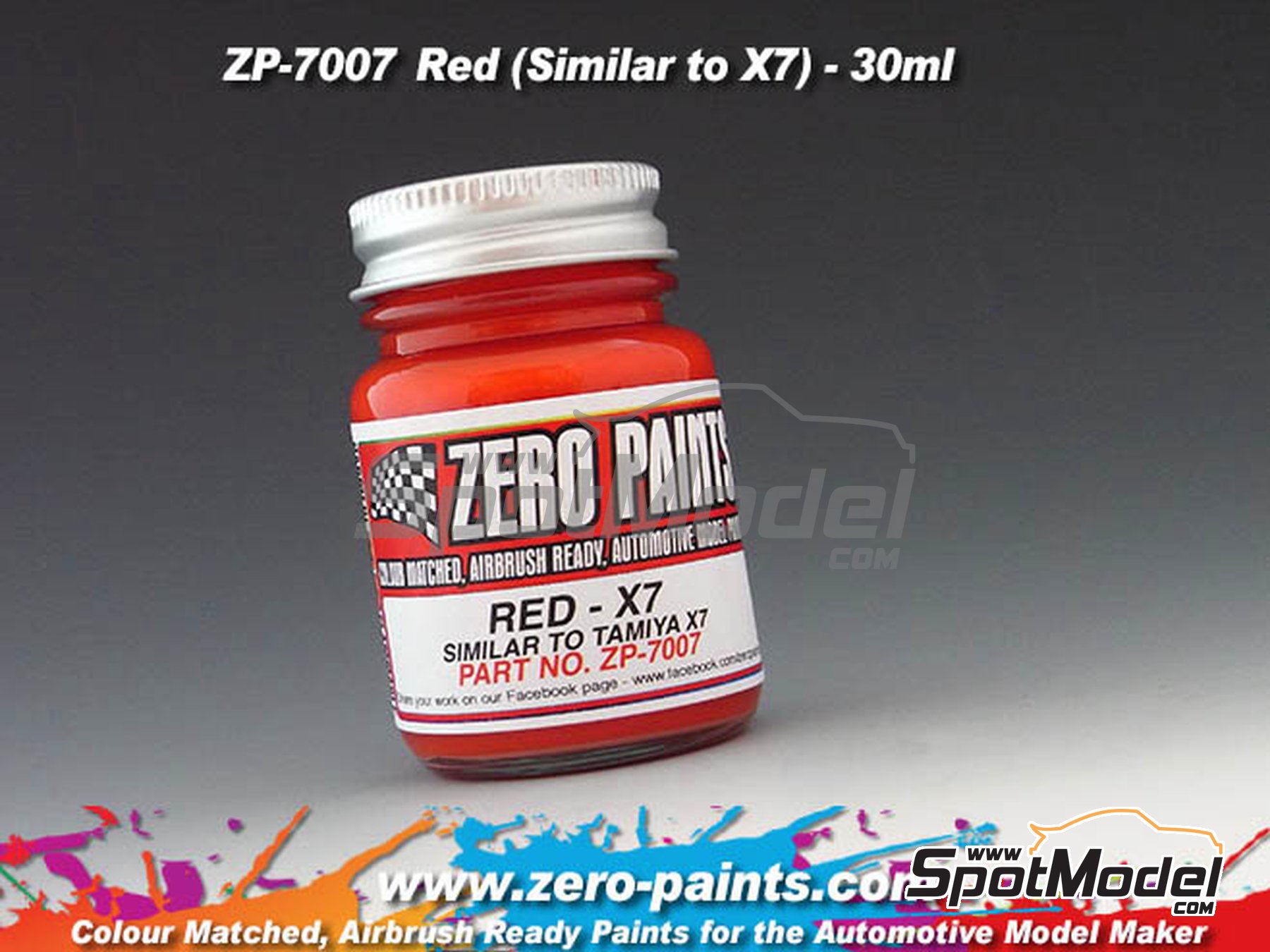 Image 1: Rojo - Red - Similar a Tamiya X-7 - 1 x 30ml | Pintura para aerógrafo fabricado por Zero Paints (ref. ZP-7007)