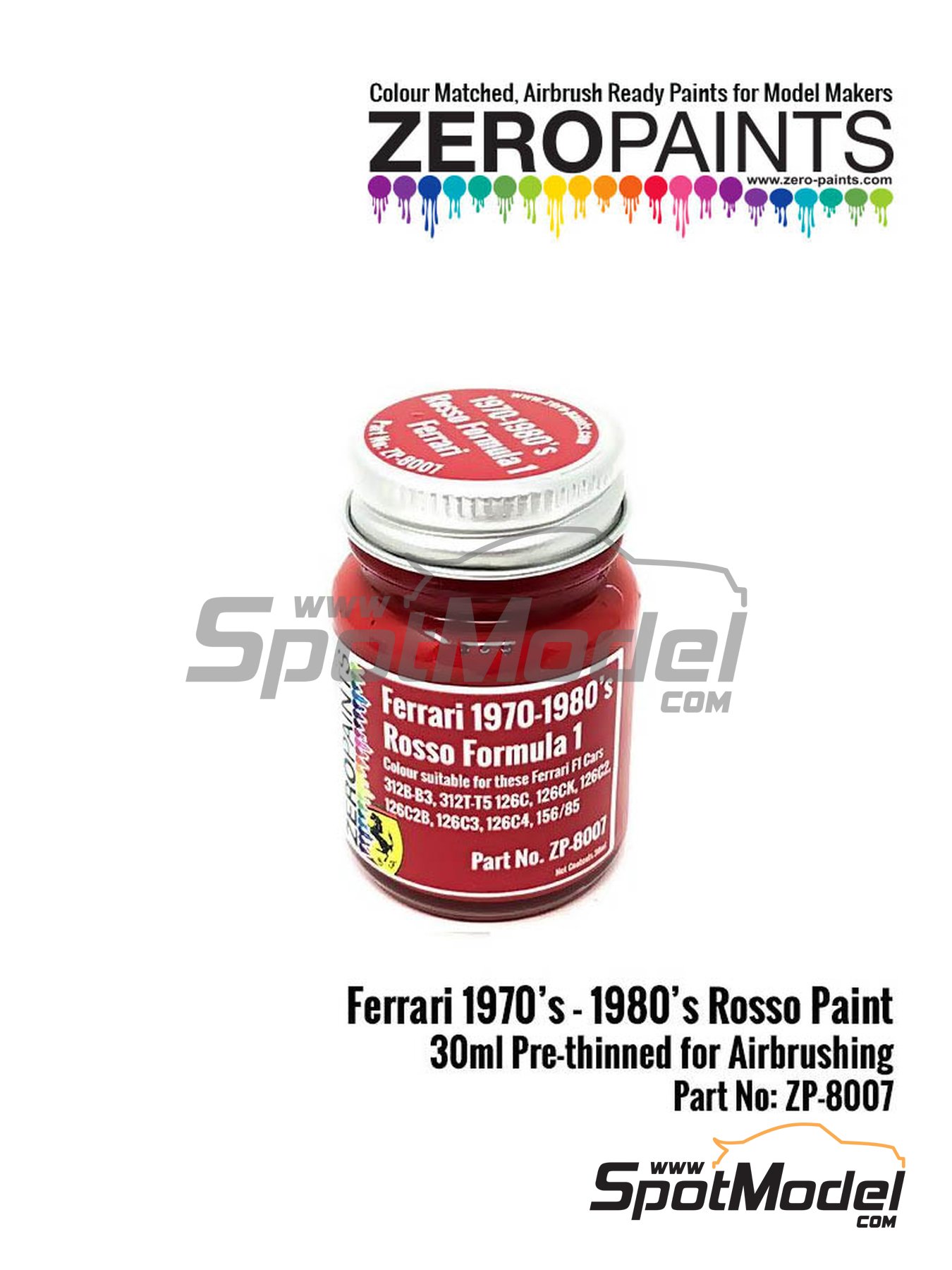 Zero Paints ZP-1007-101-111: Paint for airbrush Ferrari Argento  Nuerburgring Met Silver Code: 101-111 1 x 60ml for Airbrush (ref.  ZP-1007-101-111)