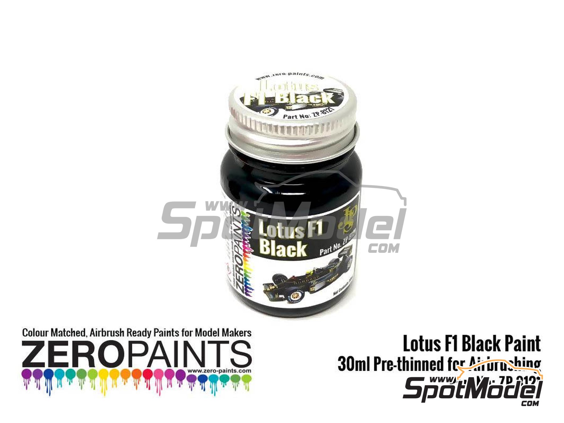 Image 1: Lotus F1 Black - 1 x 30ml | Paint for airbrush manufactured by Zero Paints (ref. ZP-1121-30, also ZP-1121/30 and ZP-8121)