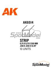 AK Interactive: Plasticard - Strips 0.75 x 0.75 mm - plastic parts - 10 units