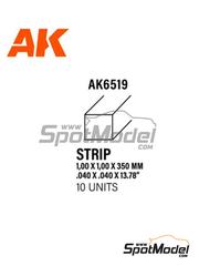 AK Interactive: Plasticard - Strips 1.00 x 1.00 mm  - plastic parts - 10 units