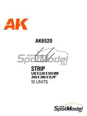 AK Interactive: Plasticard - Strips 1.00 x 2.00 mm  - plastic parts - 10 units