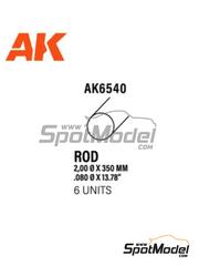 AK Interactive: Plasticard - Round solid 2.00 mm rod - plastic parts - 6 units