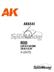 AK Interactive: Plasticard - Round solid 3.00 mm rod - plastic parts - 4 units