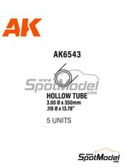 AK Interactive: Plasticard - Hollow tube 3.00 mm  - plastic parts - 5 units