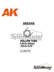 AK Interactive: Plasticard - Hollow tube 6.00 mm  - plastic parts - 3 units