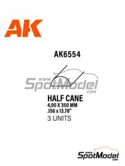 AK Interactive: Plasticard - Half cane solid rods 4.00 mm  - plastic parts - 3 units