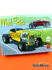 AMT: Car scale model kit 1/25 scale - Ford Model A Roadster Mod Rod 1929 - plastic parts, rubber parts, water slide decals, assembly instructions and painting instructions