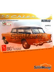 AMT: Car scale model kit 1/16 scale - Chevrolet Nomad Wagon 1955 - plastic parts, rubber parts, water slide decals, other materials, assembly instructions and painting instructions