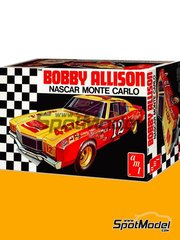 AMT: Car scale model kit 1/25 scale - Chevrolet Monte Carlo sponsored by Coca Cola #12 - Robert Arthur 'Bobby' Allison (US) - Nascar - National Association for Stock Car Auto Racing 1972 - plastic parts, rubber parts, water slide decals, assembly instructions and painting instructions