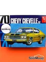 AMT: Car scale model kit 1/25 scale - Chevrolet Chevy Chevelle SS 1970 - plastic parts, rubber parts, water slide decals, assembly instructions and painting instructions image