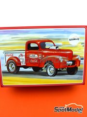 AMT: Car scale model kit 1/25 scale - Willys Gasser Pickup  sponsored by Coca Cola 1940 - plastic parts, rubber parts, water slide decals, other materials, assembly instructions and painting instructions