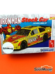 AMT: Car scale model kit 1/25 scale - Chevrolet Chevy Impala sponsored by The invincible Iron Man - plastic parts, rubber parts, other materials and assembly instructions