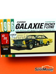 AMT: Car scale model kit 1/25 scale - Ford Galaxie Hardtop 500 7-Litre #6 1966 - plastic parts, rubber parts, water slide decals, other materials, assembly instructions and painting instructions