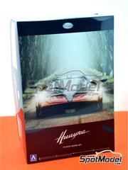 Aoshima: Car scale model kit 1/24 scale - Pagani Huayra - paint masks, plastic parts, rubber parts, water slide decals, assembly instructions and painting instructions image