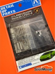 Aoshima: Detail up set 1/24 scale - Lamborghini Huracan LP610-4 - full colour photo-etched parts, photo-etched parts and turned metal parts - for Aoshima reference 58466 image