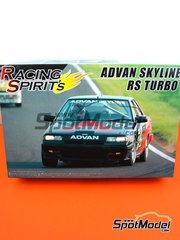 Aoshima: Car scale model kit 1/24 scale - Advan Skyline RS Turbo sponsored by Racing Spirit's #26 - Kunimitsu Takahashi (JP) + Takao Wada (JP) - Japan Touring Car Championship (JTCC) - plastic parts, rubber parts, water slide decals, assembly instructions and painting instructions