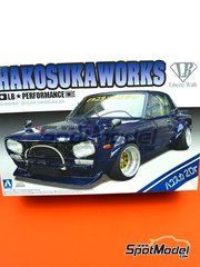 Aoshima: Car scale model kit 1/24 scale - Nissan Liberty Walk Hakosuka Works Skyline - plastic parts, rubber parts, water slide decals, assembly instructions and painting instructions